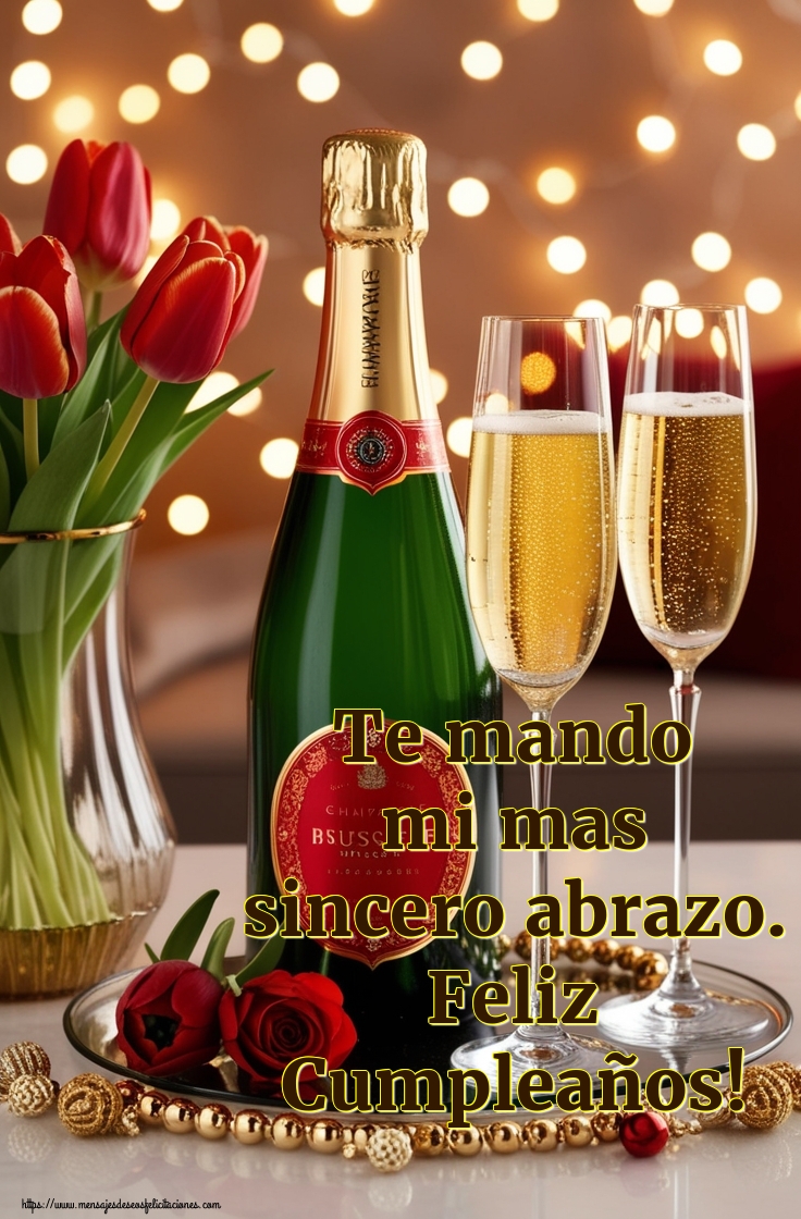 Felicitaciones de cumpleaños - Te mando mi mas sincero abrazo. Feliz Cumpleaños! - mensajesdeseosfelicitaciones.com