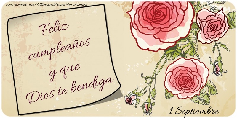 Felicitaciones para 1 Septiembre - Feliz cumpleaños y que Dios te bendiga 1 Septiembre