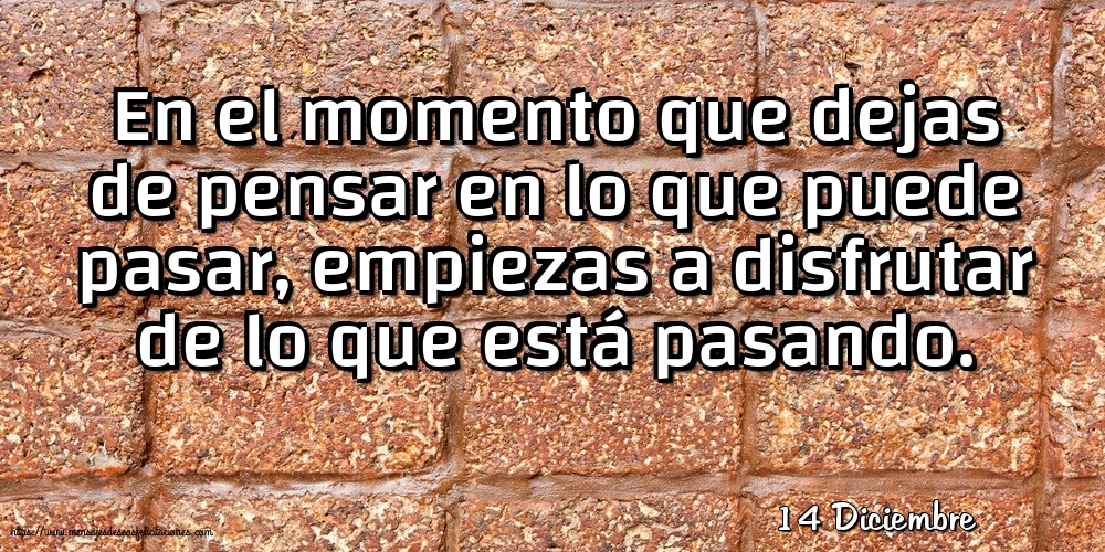 Felicitaciones para 14 Diciembre - 14 Diciembre - En el momento que dejas de pensar en lo que puede pasar