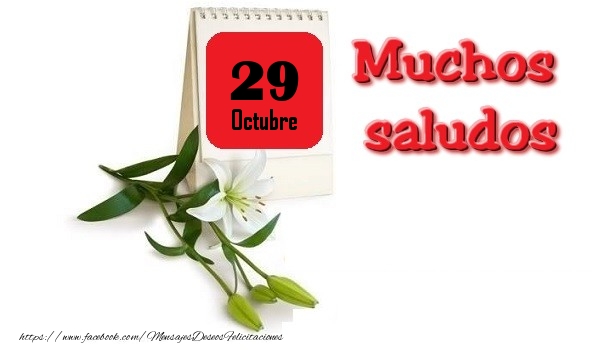 Felicitaciones para 29 Octubre - Octubre 29 Muchos saludos