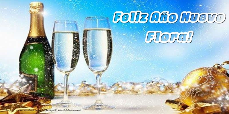 Felicitaciones de Año Nuevo - Bolas De Navidad & Champán | Feliz Año Nuevo Flora!