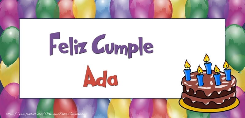 Felicitaciones de cumpleaños - Globos & Tartas | Feliz Cumple Ada