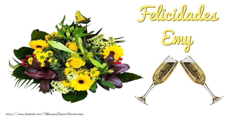 Felicitaciones de cumpleaños - Champán & Flores | Felicidades Emy