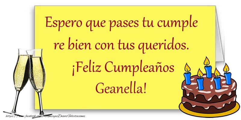 Felicitaciones de cumpleaños - Feliz cumpleaños Geanella!