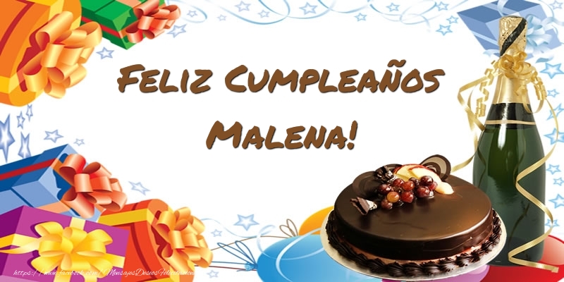 Felicitaciones de cumpleaños - Champán & Tartas | Feliz Cumpleaños Malena!