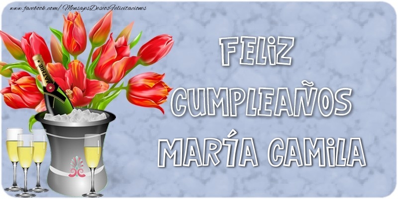 Felicitaciones de cumpleaños - Champán & Flores | Feliz Cumpleaños, María Camila!