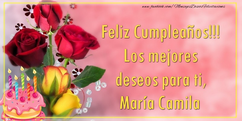 Felicitaciones de cumpleaños - Feliz Cumpleaños!!! Los mejores deseos para ti, María Camila