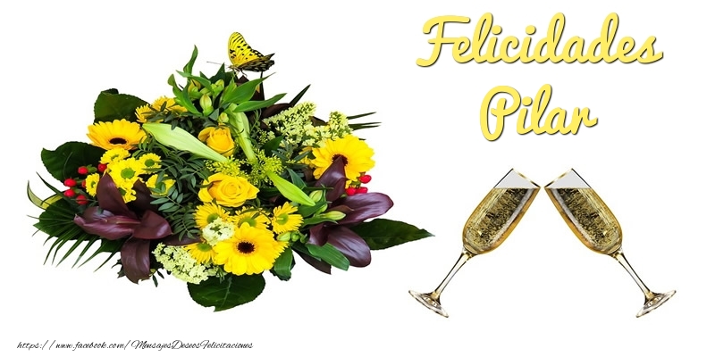 Felicitaciones de cumpleaños - Champán & Flores | Felicidades Pilar