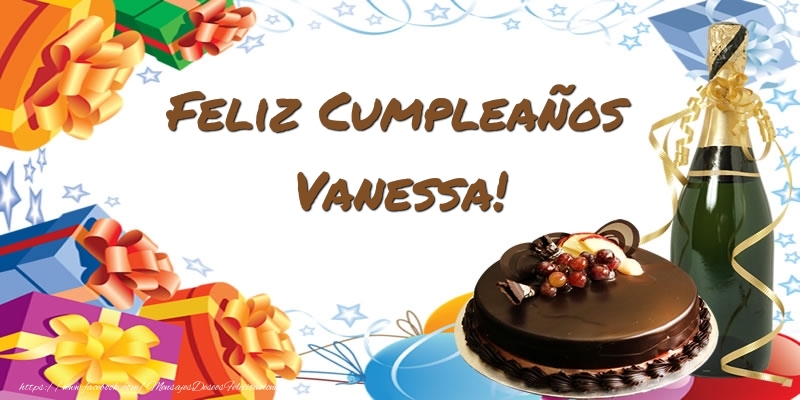 Felicitaciones de cumpleaños - Champán & Tartas | Feliz Cumpleaños Vanessa!