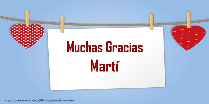 Felicitaciones de gracias - Corazón | Muchas Gracias Martí