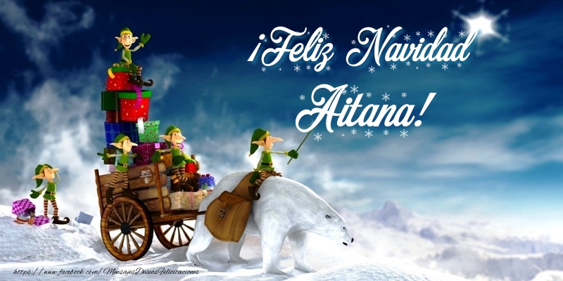 Felicitaciones de Navidad - Papá Noel & Regalo | ¡Feliz Navidad Aitana!