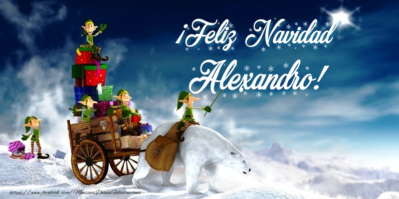 Felicitaciones de Navidad - Papá Noel & Regalo | ¡Feliz Navidad Alexandro!