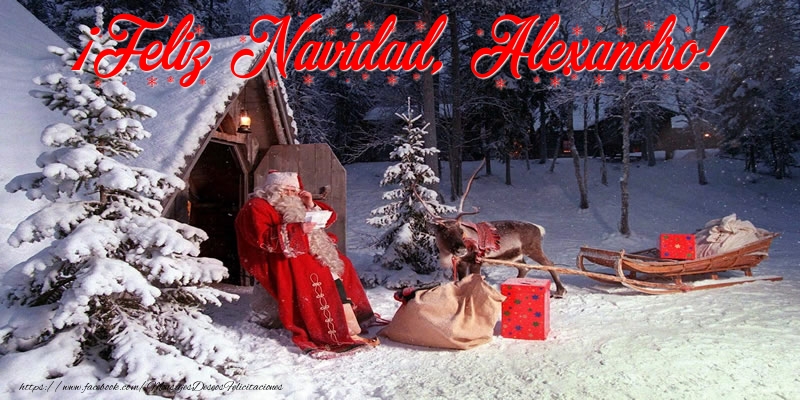 Felicitaciones de Navidad - Papá Noel & Regalo | ¡Feliz Navidad, Alexandro!