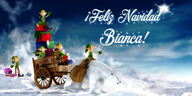 Felicitaciones de Navidad - Papá Noel & Regalo | ¡Feliz Navidad Bianca!