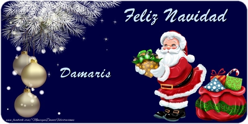 Felicitaciones de Navidad - Árbol De Navidad & Bolas De Navidad & Papá Noel & Regalo | Feliz Navidad Damaris