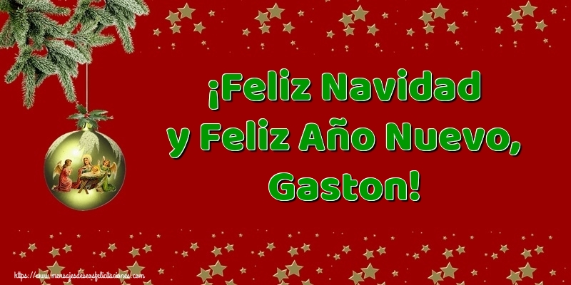 Felicitaciones de Navidad - Árbol De Navidad & Bolas De Navidad | ¡Feliz Navidad y Feliz Año Nuevo, Gaston!