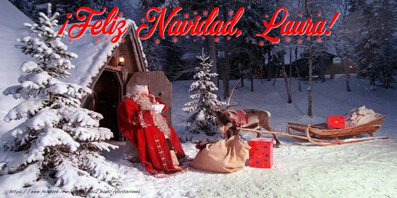 Felicitaciones de Navidad - Papá Noel & Regalo | ¡Feliz Navidad, Laura!