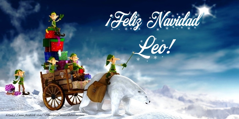  Felicitaciones de Navidad - Papá Noel & Regalo | ¡Feliz Navidad Leo!