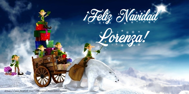 Felicitaciones de Navidad - Papá Noel & Regalo | ¡Feliz Navidad Lorenza!