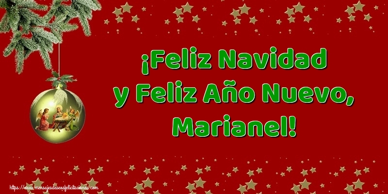 Felicitaciones de Navidad - Árbol De Navidad & Bolas De Navidad | ¡Feliz Navidad y Feliz Año Nuevo, Marianel!