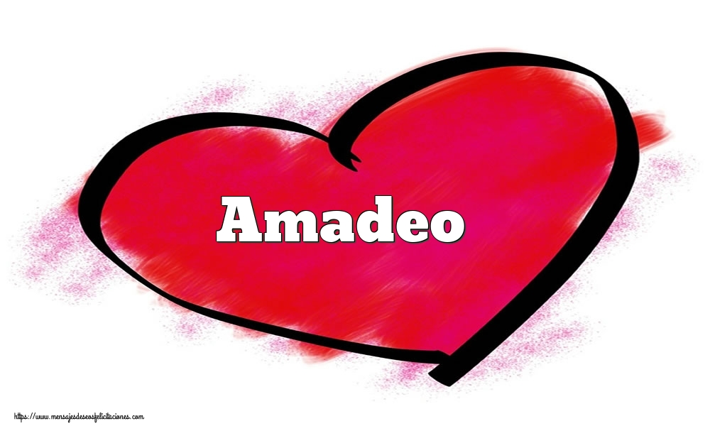 Felicitaciones de San Valentín - Corazón con nombre Amadeo