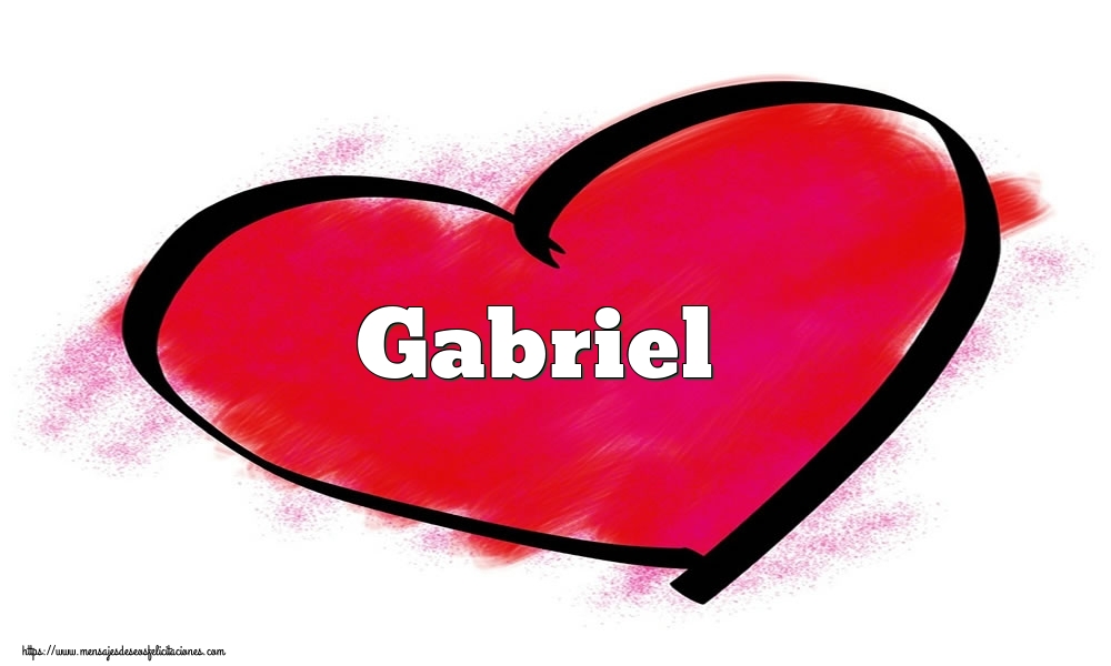 Felicitaciones de San Valentín - Corazón con nombre Gabriel