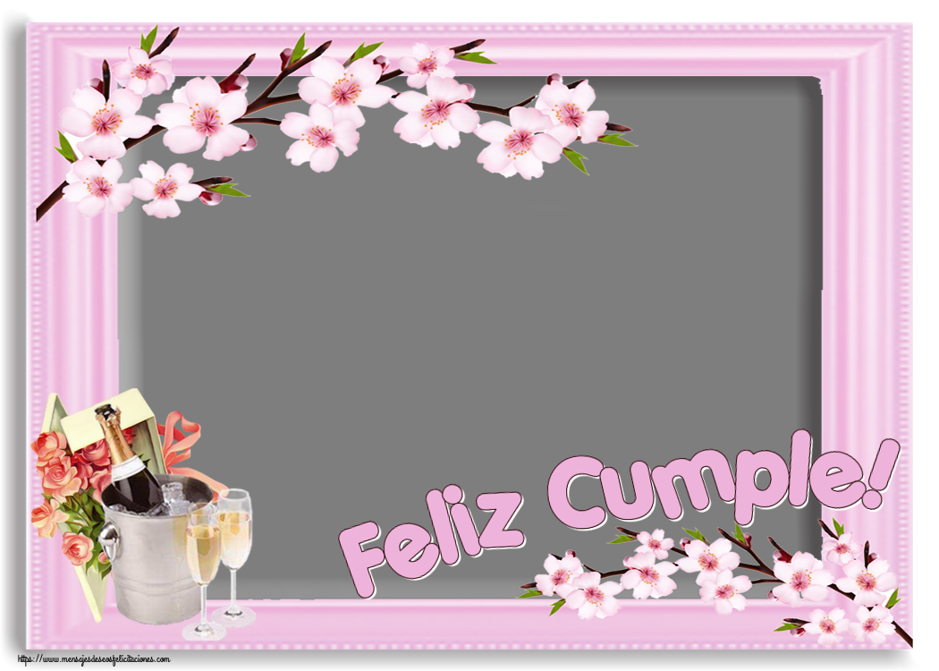 Felicitaciones Personalizadas de cumpleaños - Feliz Cumple! - Marco de foto ~ champán y rosas de fiesta