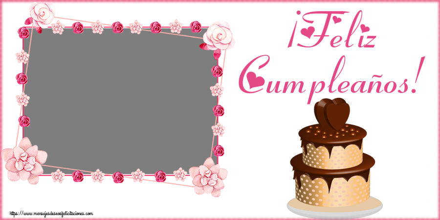 Felicitaciones Personalizadas de cumpleaños - Tartas & 1 Foto & Marco De Fotos | ¡Feliz Cumpleaños! - Marco de foto ~ tarta de chocolate clipart
