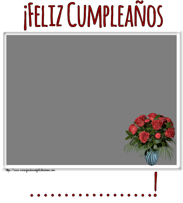 Felicitaciones Personalizadas de cumpleaños - Flores & 1 Foto & Marco De Fotos | ¡Feliz Cumpleaños ...! - Marco de foto