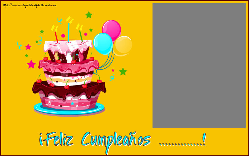 Felicitaciones Personalizadas de cumpleaños - ¡Feliz Cumpleaños ...! - Marco de foto ~ tarta clipart