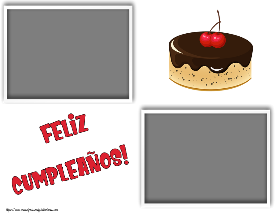 Felicitaciones Personalizadas de cumpleaños - Tartas & 2 Fotos & Collage & Marco De Fotos | ¡Feliz Cumpleaños! - Marco de foto